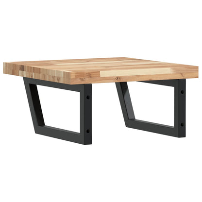 Væghængt Badeværelseshylde Stål Og Massivt Akacietræ Brun Og Sort