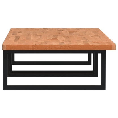 Badeværelseshylde Stål Og Massivt Bøgetræ Sort