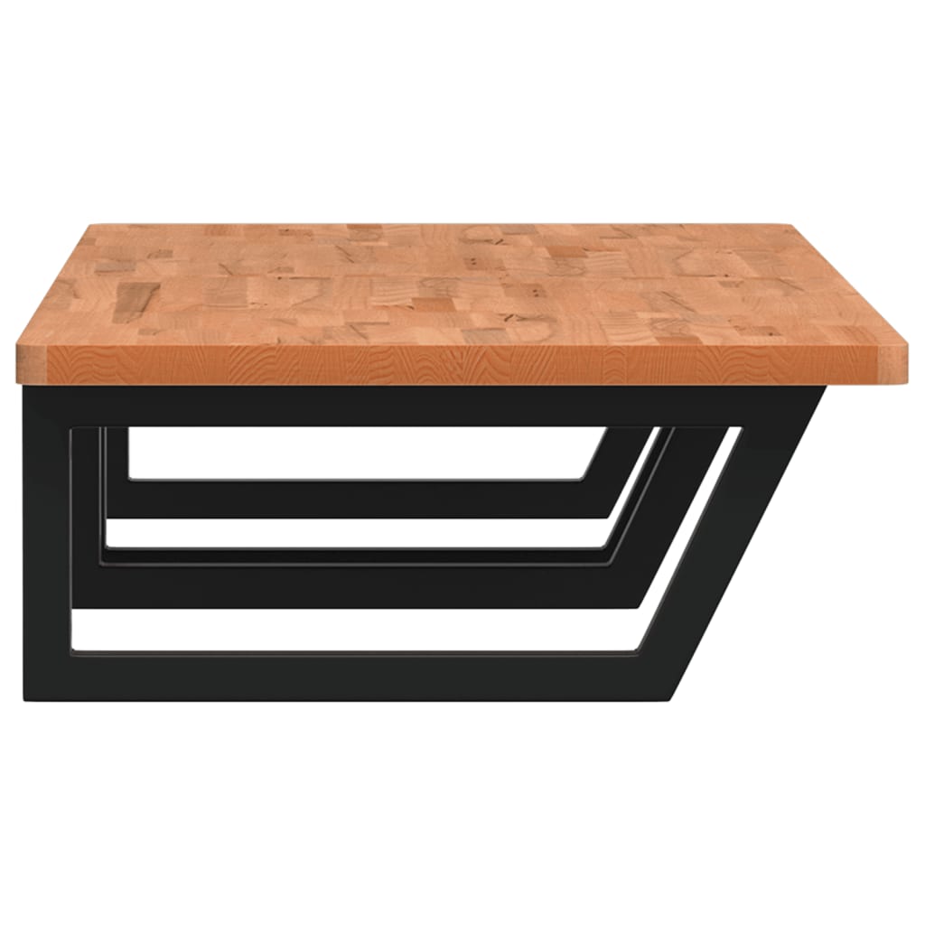 Badeværelseshylde Stål Og Massivt Bøgetræ Sort