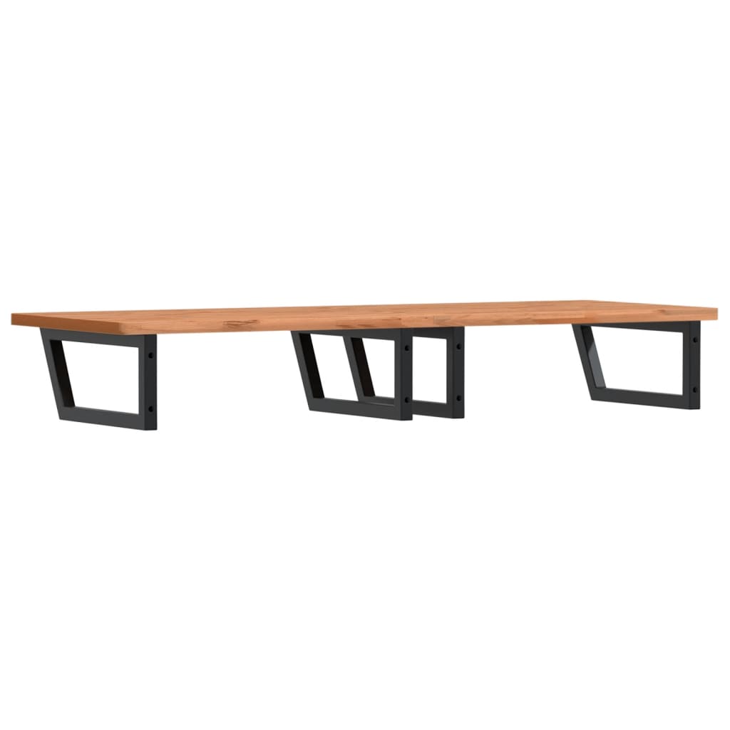 Badeværelseshylde Stål Og Massivt Bøgetræ Sort