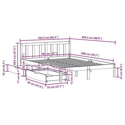 Sengeramme Uden Madras 160x200 Cm Massivt Fyrretræ - Billede 11