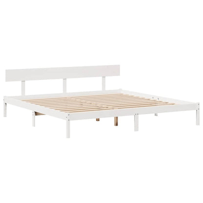 Sengeramme Uden Madras 200X200 Cm Massivt Fyrretræ Hvid