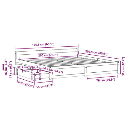 Sengeramme Uden Madras Massivt Fyrretræ