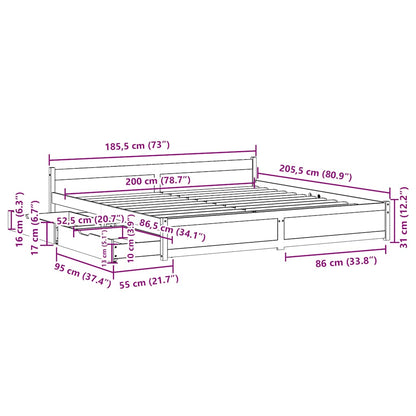 Sengeramme Uden Madras Massivt Fyrretræ