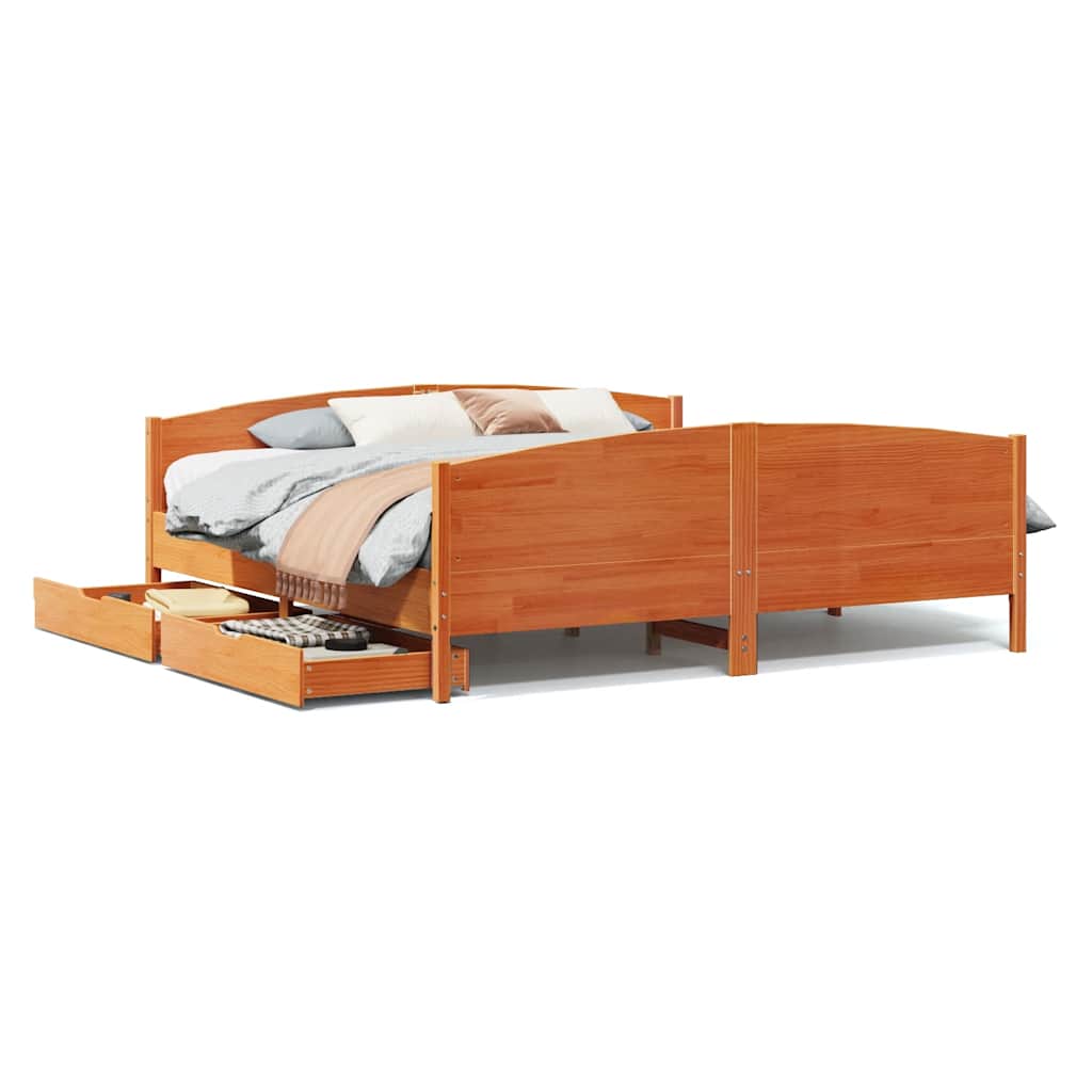 Sengeramme Uden Madras 160x200 Cm Massivt Fyrretræ Gyldenbrun - Billede 2