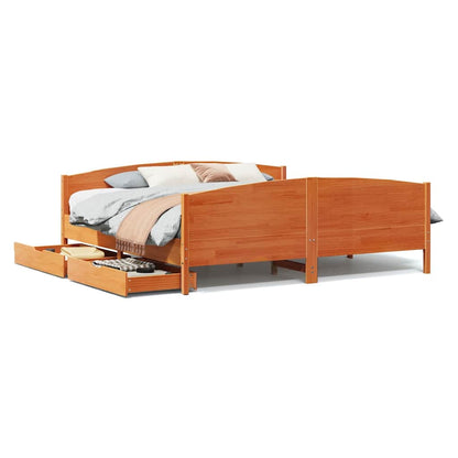 Sengeramme Uden Madras 160x200 Cm Massivt Fyrretræ Gyldenbrun - Billede 2