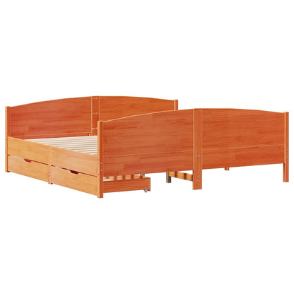 Sengeramme Uden Madras 160x200 Cm Massivt Fyrretræ Gyldenbrun - Billede 3