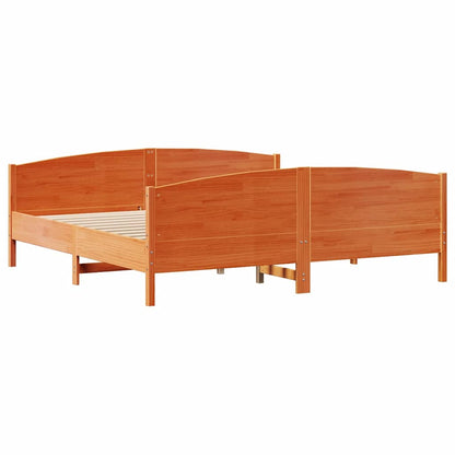 Sengeramme Uden Madras 160x200 Cm Massivt Fyrretræ Gyldenbrun - Billede 5