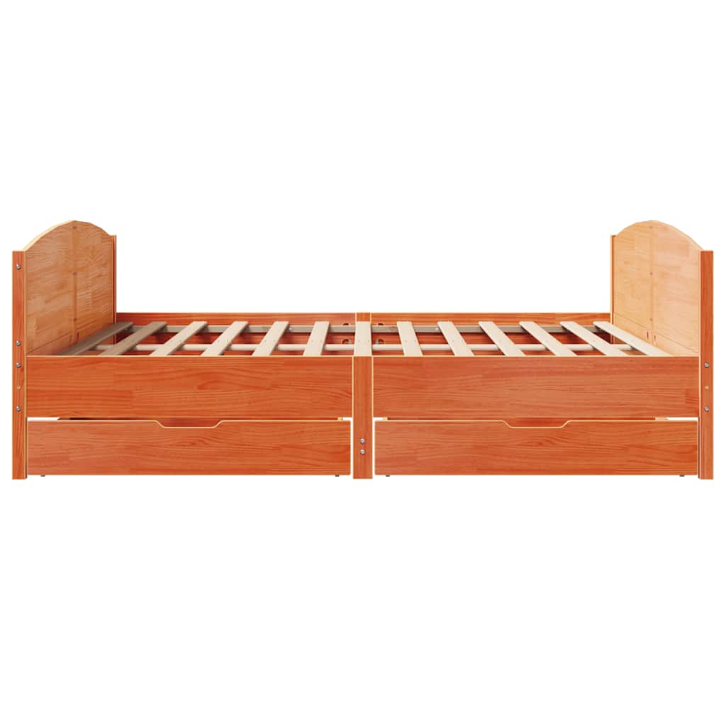 Sengeramme Uden Madras 160x200 Cm Massivt Fyrretræ Gyldenbrun - Billede 7