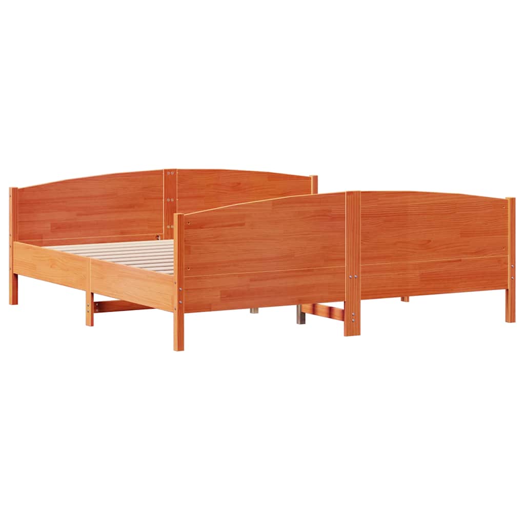 Sengeramme Uden Madras 160x200 Cm Massivt Fyrretræ Gyldenbrun - Billede 8