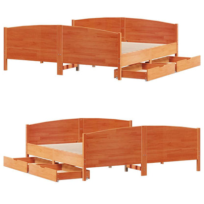 Sengeramme Uden Madras 160x200 Cm Massivt Fyrretræ Gyldenbrun - Billede 9