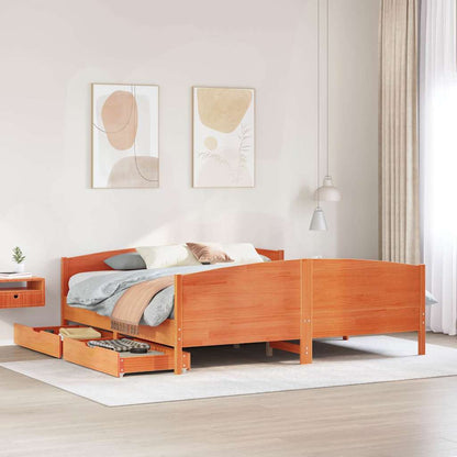 Sengeramme Uden Madras 160x200 Cm Massivt Fyrretræ Gyldenbrun - Hovedbillede