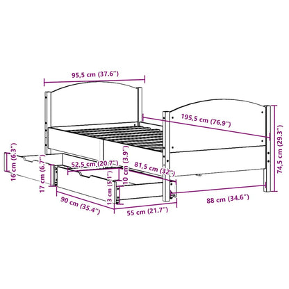 Sengeramme Uden Madras 90x190 Cm Massivt Fyrretræ - Billede 12