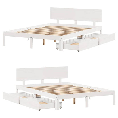 Sengeramme Med Skuffer Massivt Fyrretræ