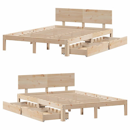 Sengeramme Med Skuffer Massivt Fyrretræ