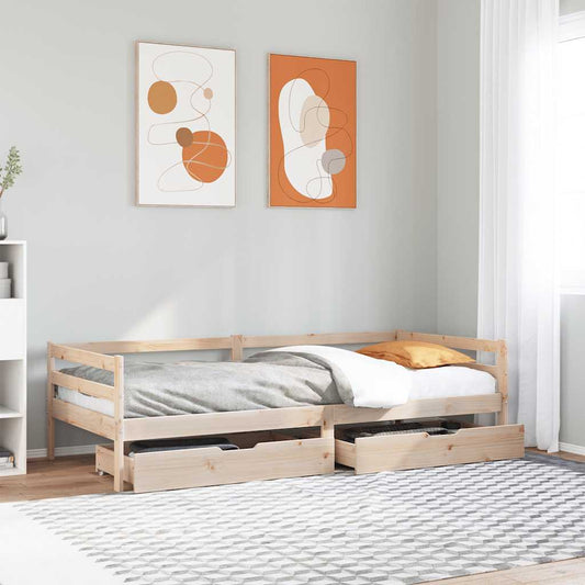 Daybed Med Skuffer 90X200 Cm Massivt Fyrretræ