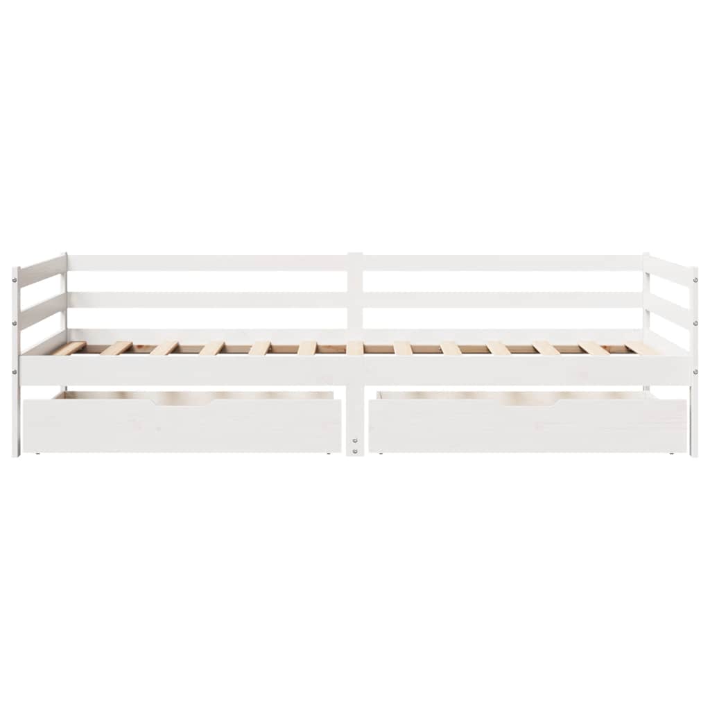 Daybed Med Skuffer 90X200 Cm Massivt Fyrretræ Hvid