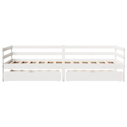 Daybed Med Skuffer 90X200 Cm Massivt Fyrretræ Hvid
