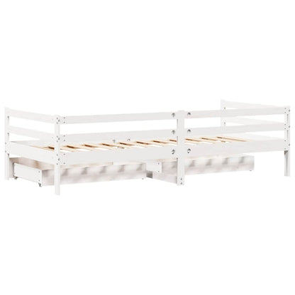 Daybed Med Skuffer 90X200 Cm Massivt Fyrretræ Hvid