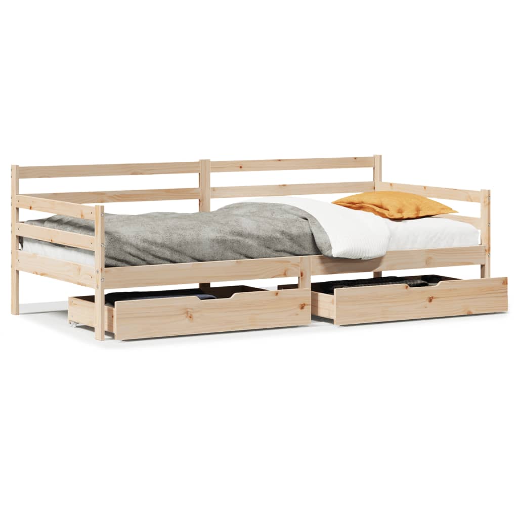 Daybed Med Skuffer 90X200 Cm Massivt Fyrretræ
