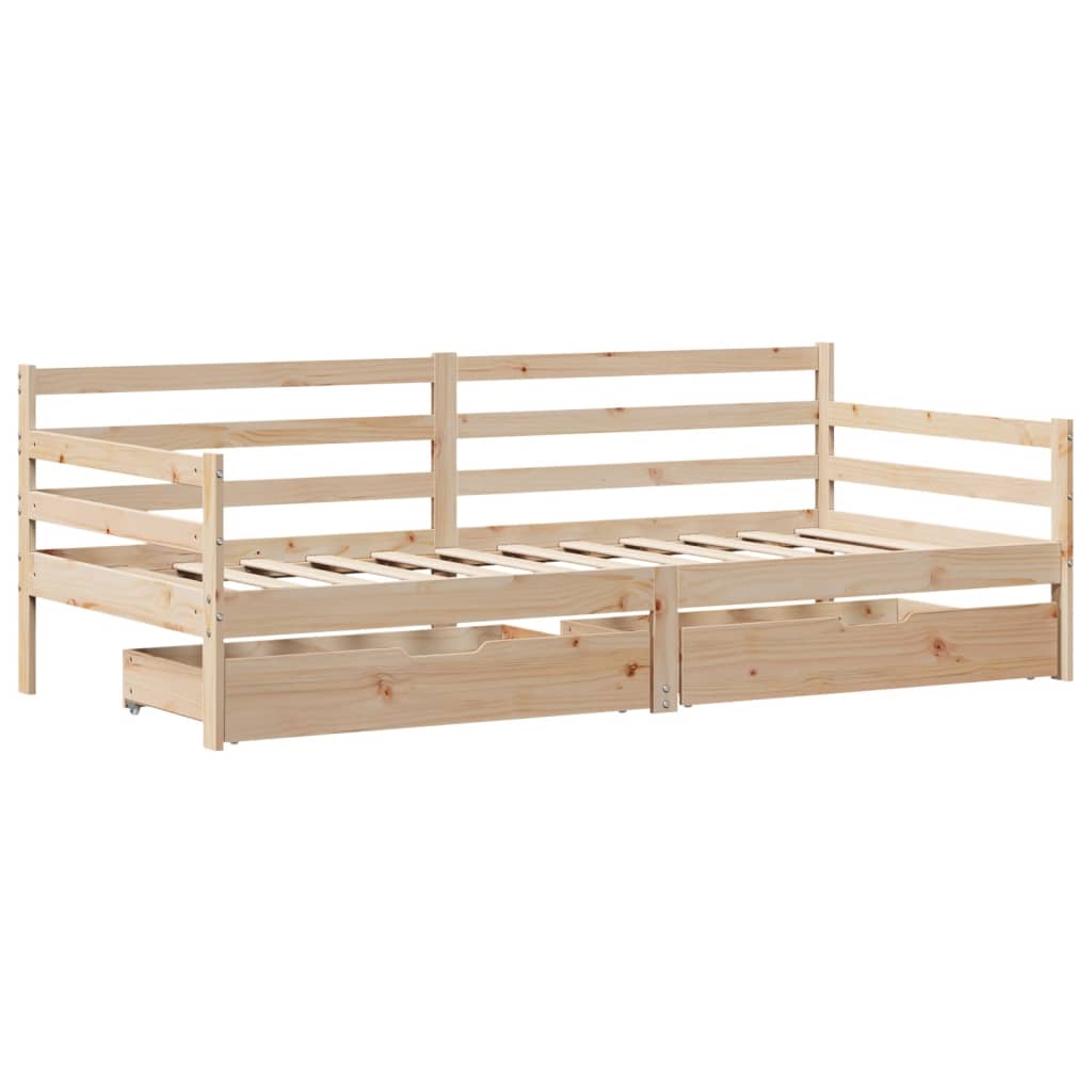 Daybed Med Skuffer 90X200 Cm Massivt Fyrretræ