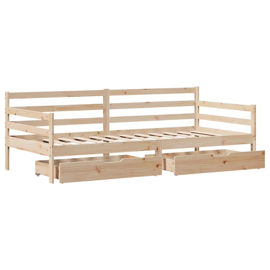 Daybed Med Skuffer 90X200 Cm Massivt Fyrretræ