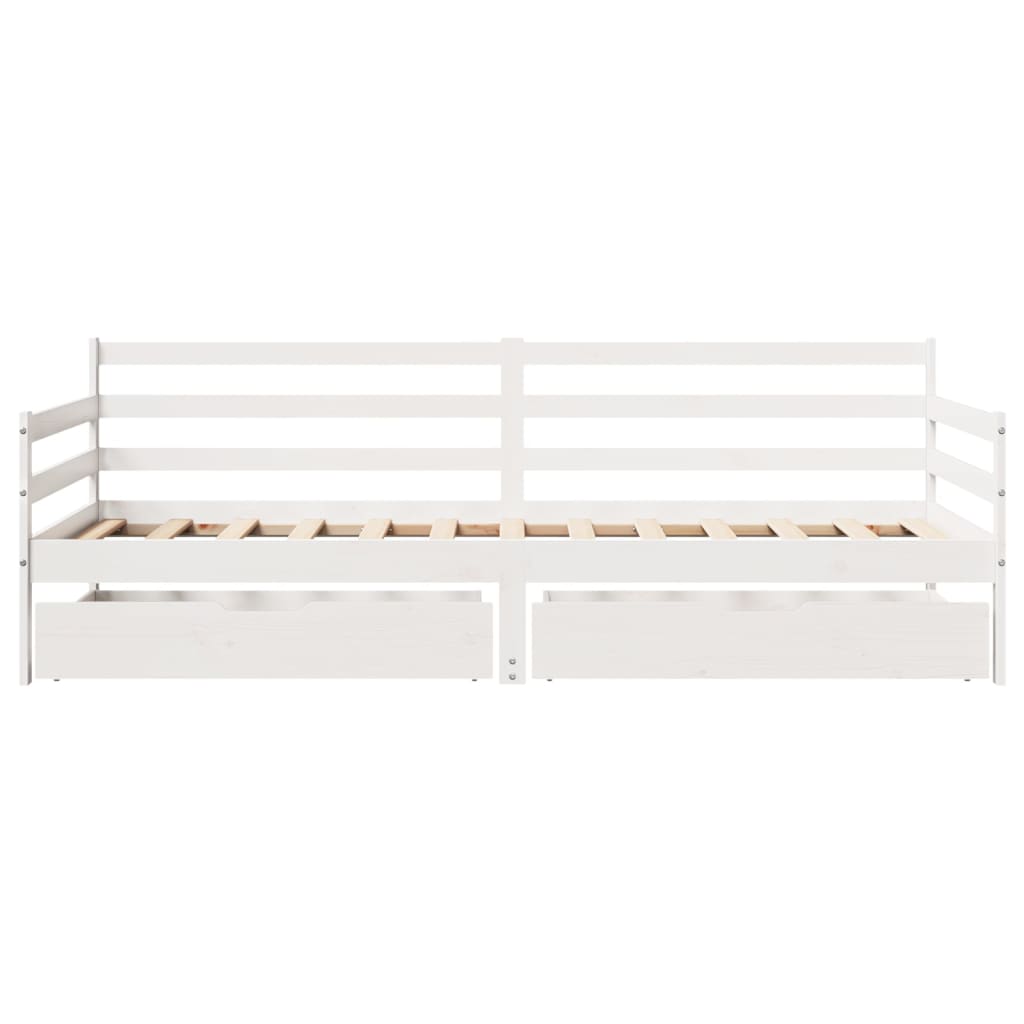 Daybed Med Skuffer 90X200 Cm Massivt Fyrretræ Hvid