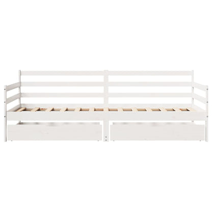 Daybed Med Skuffer 90X200 Cm Massivt Fyrretræ Hvid