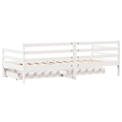 Daybed Med Skuffer 90X200 Cm Massivt Fyrretræ Hvid