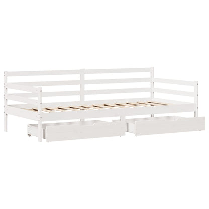 Daybed Med Skuffer 90X200 Cm Massivt Fyrretræ Hvid