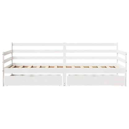 Daybed med Skuffer 90x190 Cm Massivt Fyrretræ Hvid - billede 4