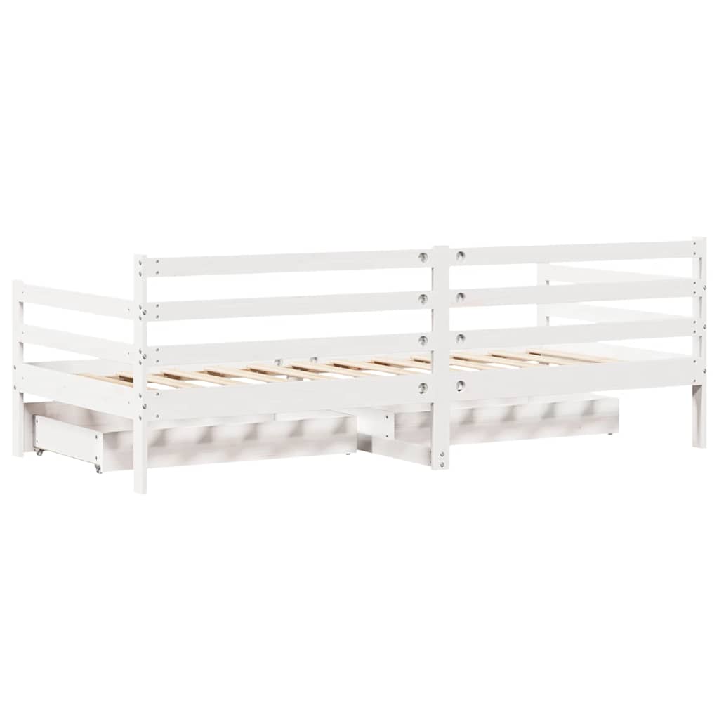 Daybed med Skuffer 90x190 Cm Massivt Fyrretræ Hvid - billede 8