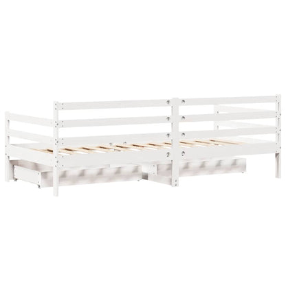 Daybed med Skuffer 90x190 Cm Massivt Fyrretræ Hvid - billede 8