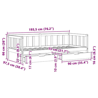 Daybed Med Skuffer Massivt Fyrretræ