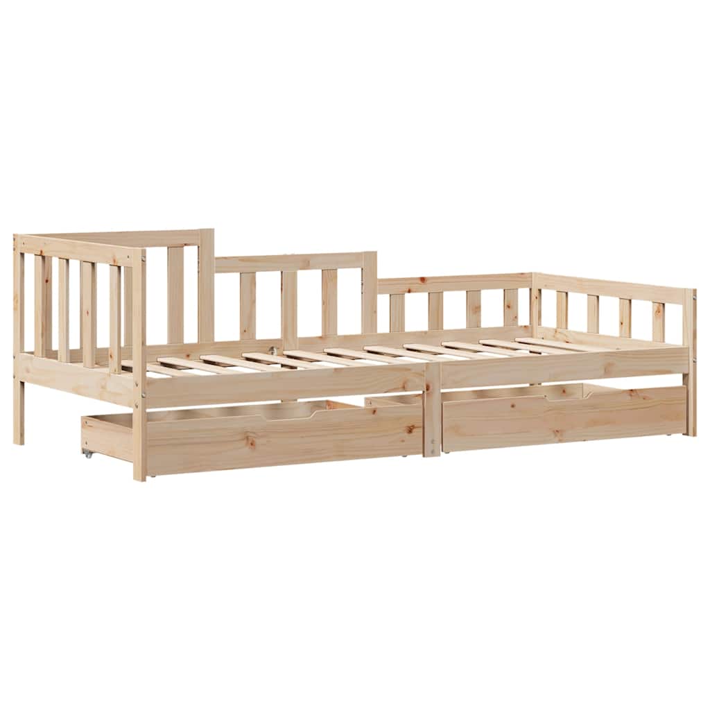 Daybed Med Skuffer 90X200 Cm Massivt Fyrretræ
