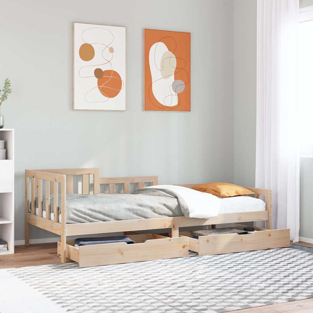 Daybed Med Skuffer 90X200 Cm Massivt Fyrretræ