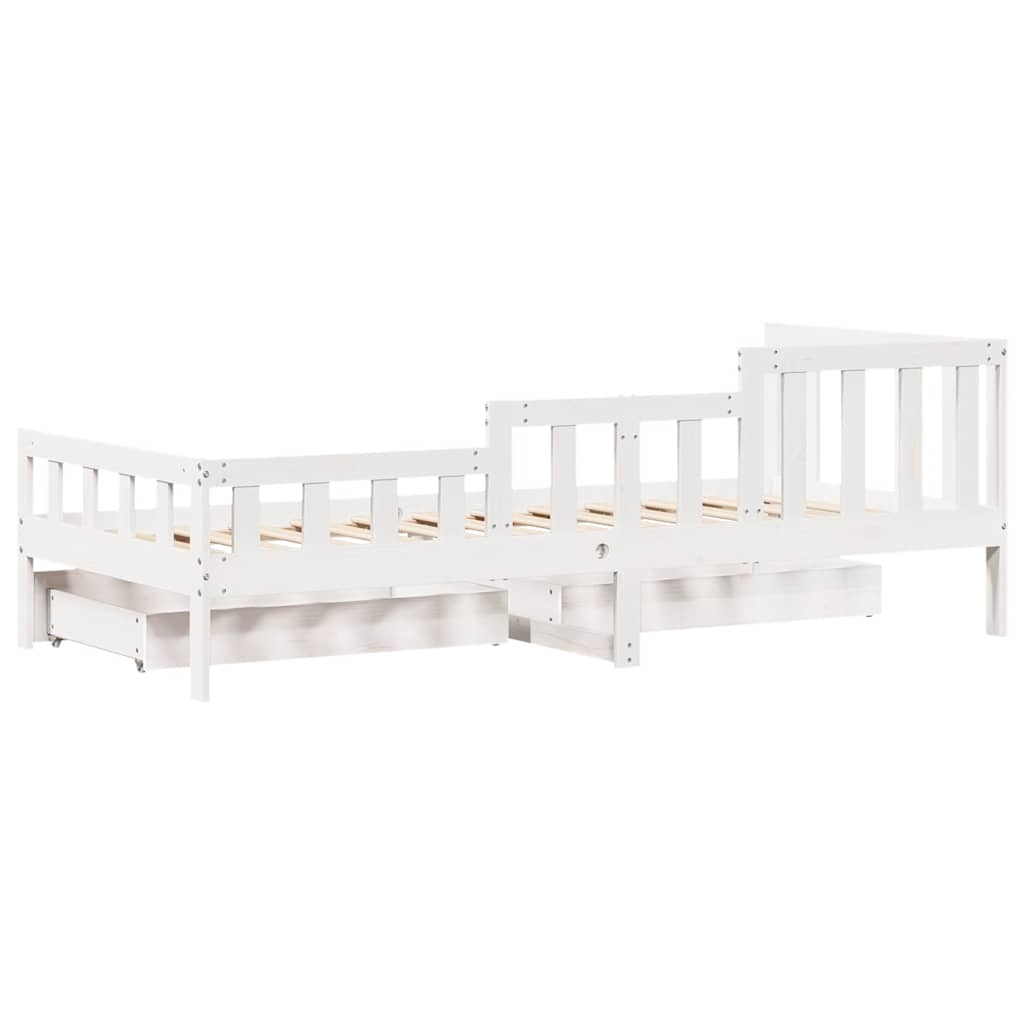 Daybed Med Skuffer 90X190 Cm Massivt Fyrretræ Hvid