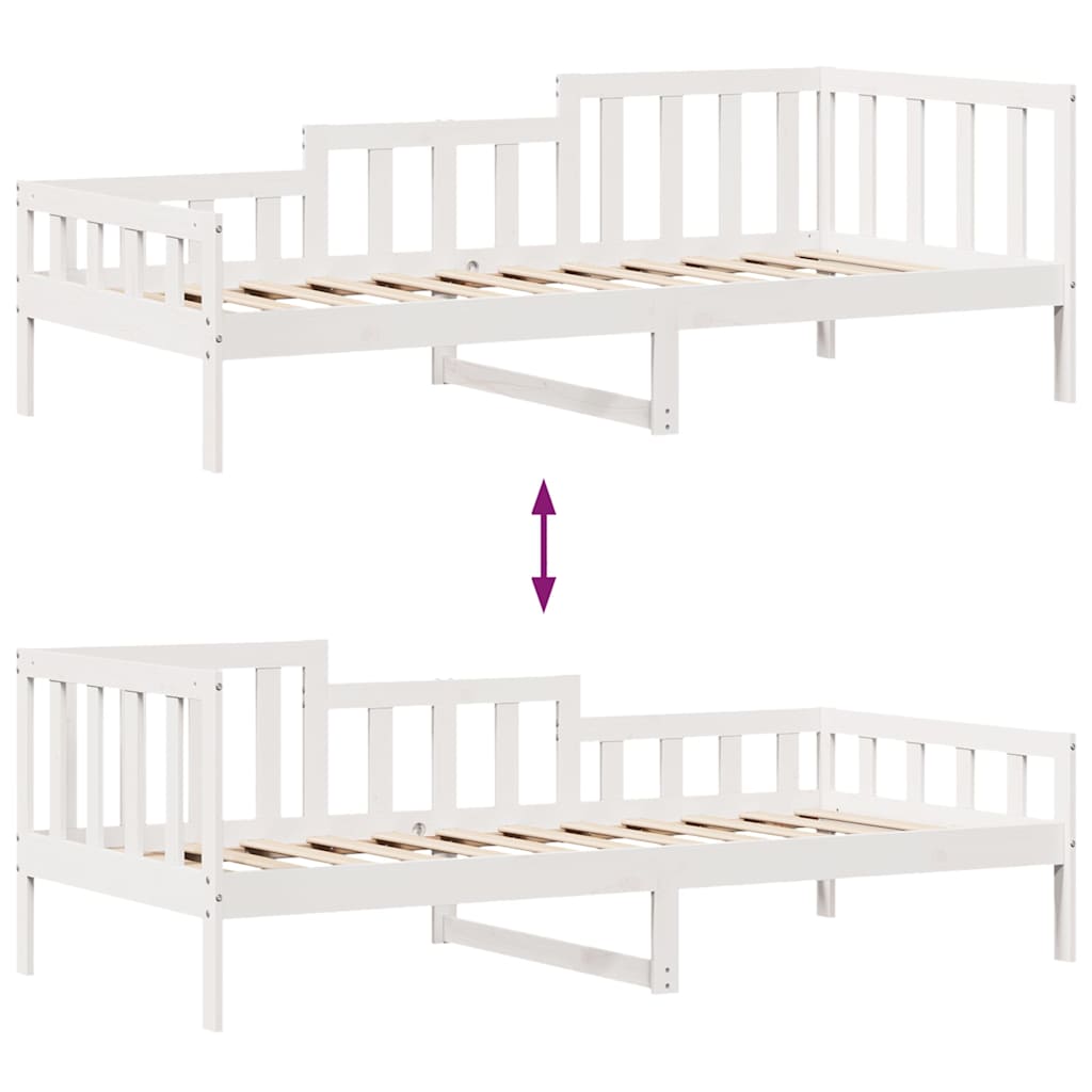 Daybed Med Skuffer 90X190 Cm Massivt Fyrretræ Hvid