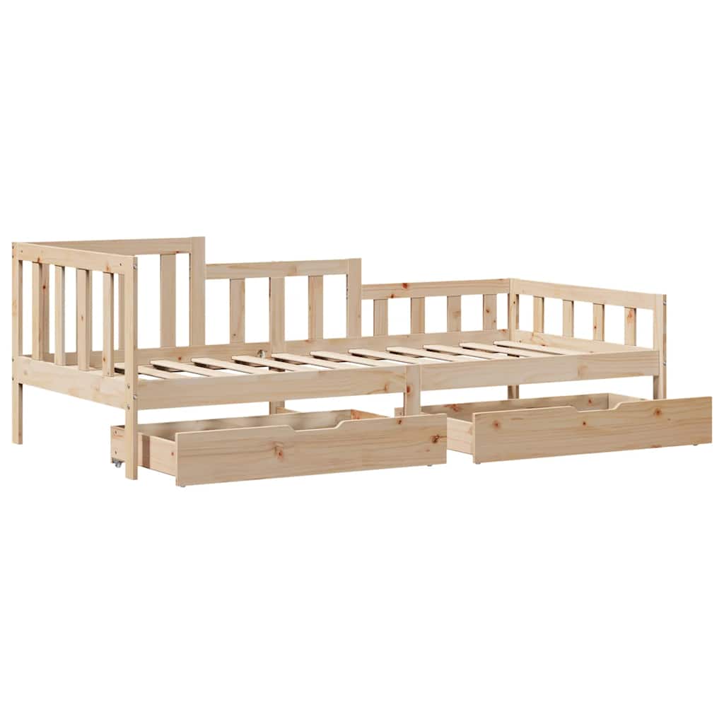 Daybed Med Skuffer 80X200 Cm Massivt Fyrretræ