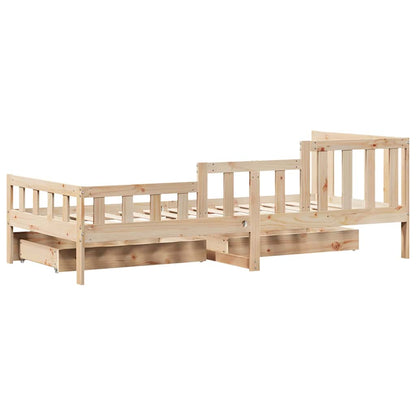 Daybed Med Skuffer 80X200 Cm Massivt Fyrretræ