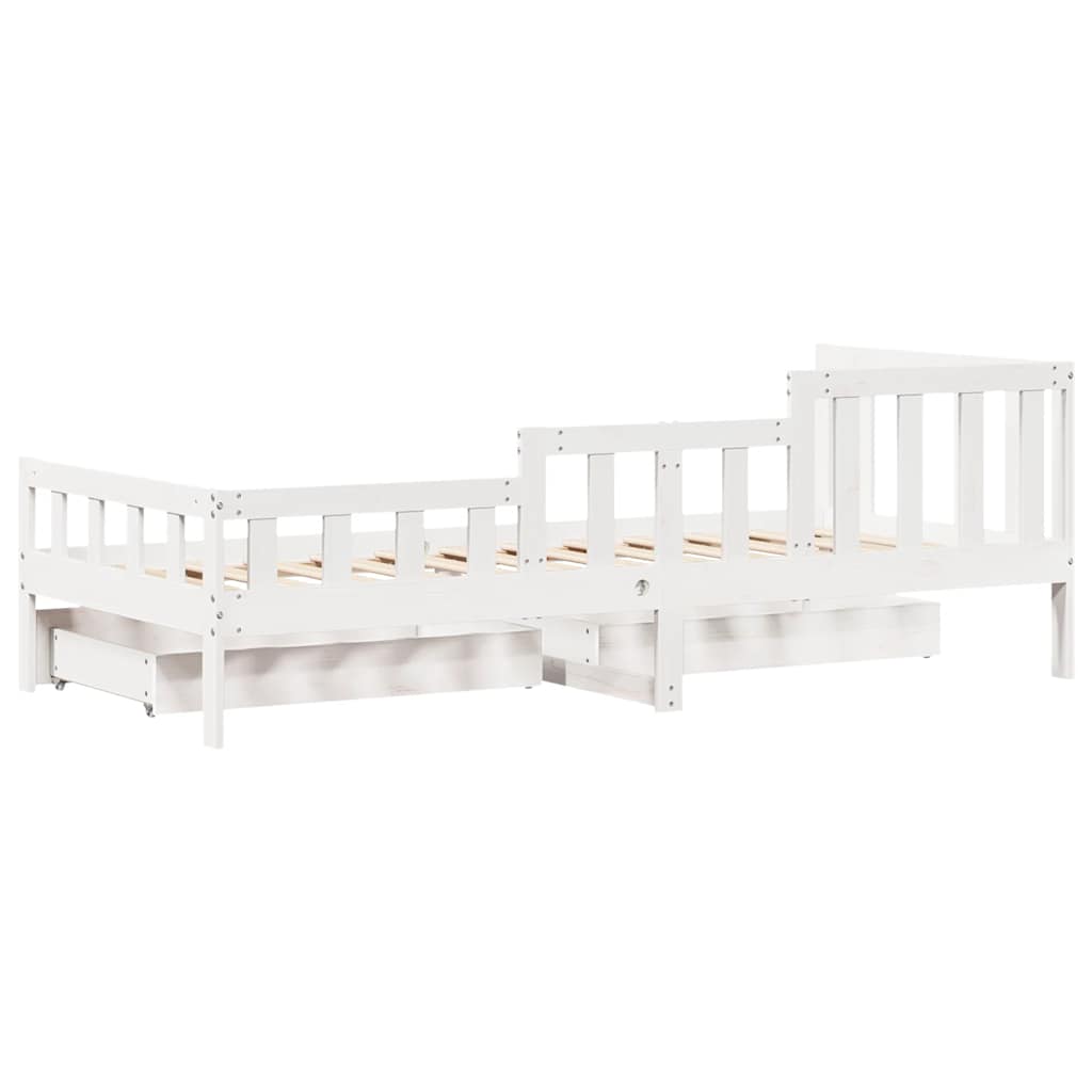 Daybed Med Skuffer 80X200 Cm Massivt Fyrretræ Hvid
