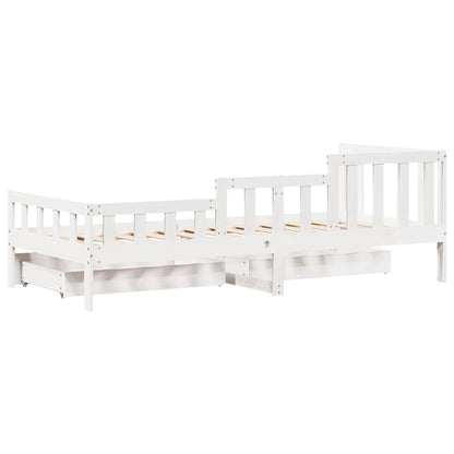 Daybed Med Skuffer 80X200 Cm Massivt Fyrretræ Hvid