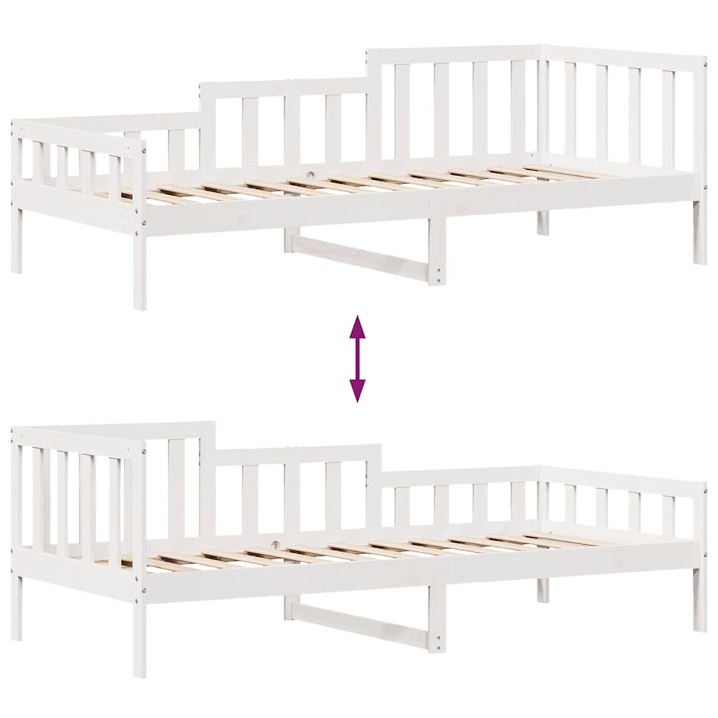 Daybed Med Skuffer 90X200 Cm Massivt Fyrretræ Hvid