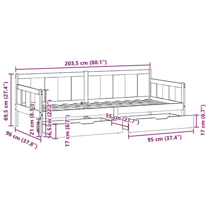 Daybed Med Skuffer Massivt Fyrretræ