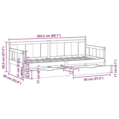 Daybed Med Skuffer Massivt Fyrretræ