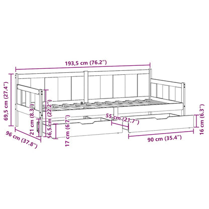 Daybed Med Skuffer Massivt Fyrretræ