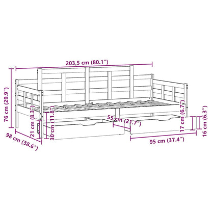 Daybed Med Skuffer Massivt Fyrretræ