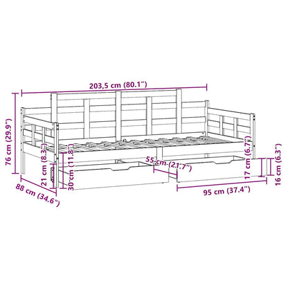 Daybed Med Skuffer Massivt Fyrretræ