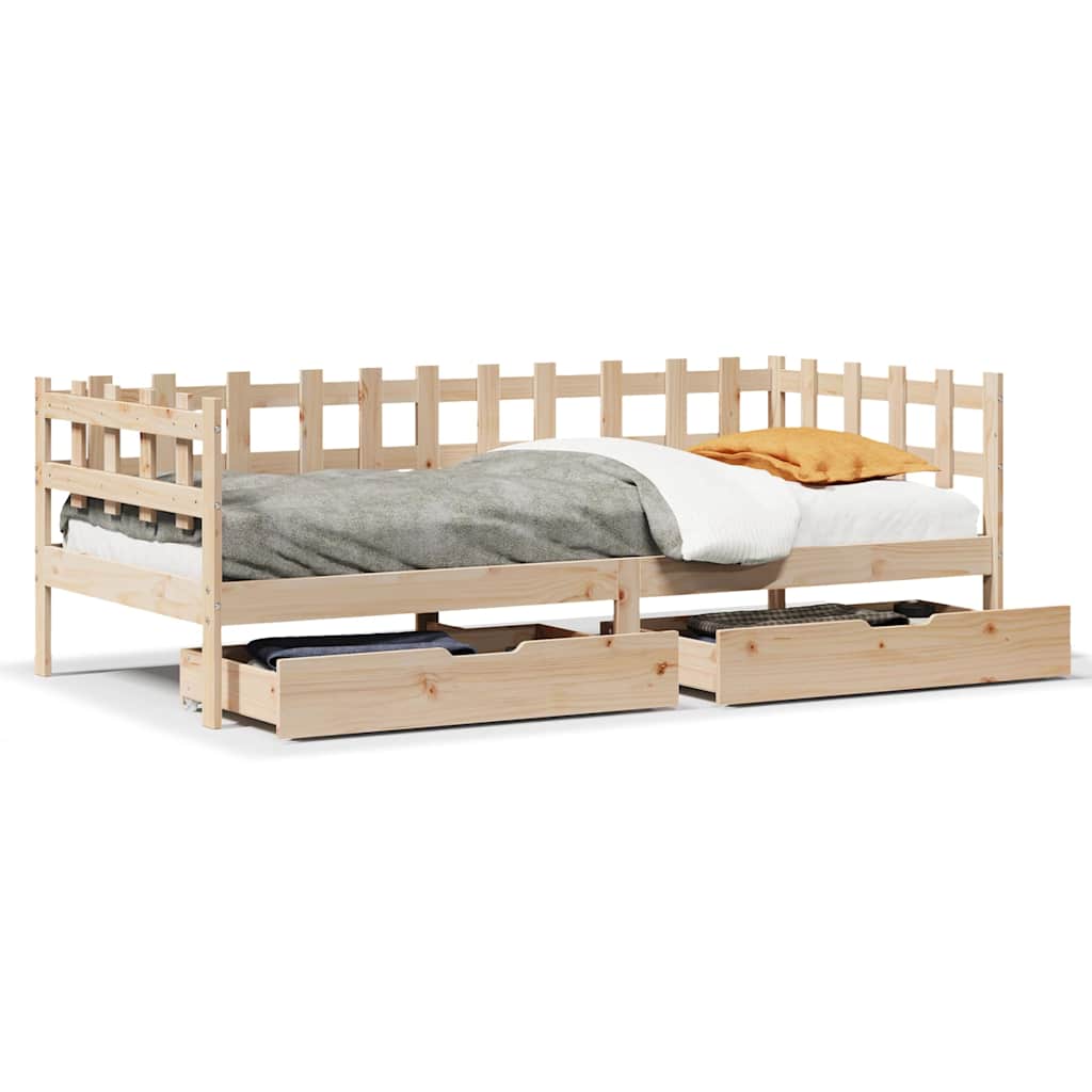 Daybed Med Skuffer 80X200 Cm Massivt Fyrretræ