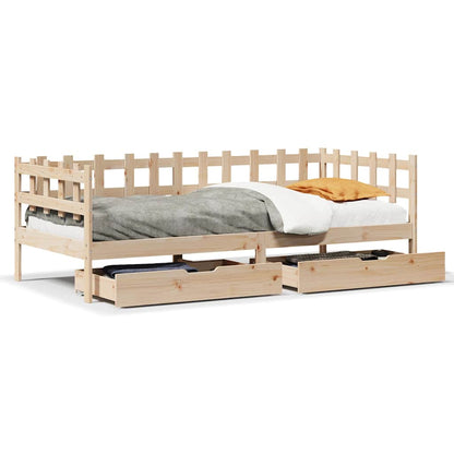 Daybed Med Skuffer 80X200 Cm Massivt Fyrretræ